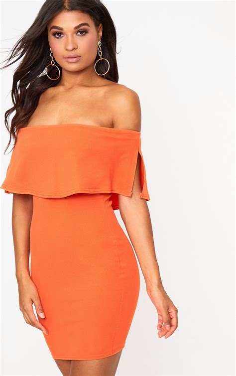 orange bardot dress|More.